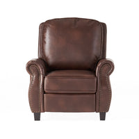 Manual Recliner Chair, Push Back Design, Classic Brown Faux Leather -BM335339