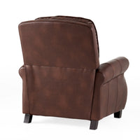Manual Recliner Chair, Push Back Design, Classic Brown Faux Leather -BM335339