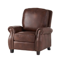 Manual Recliner Chair, Push Back Design, Classic Brown Faux Leather -BM335339