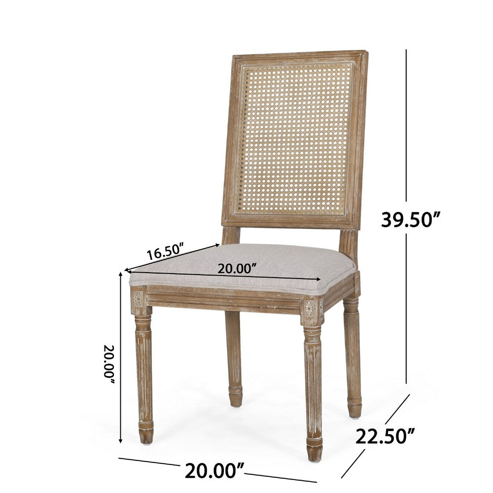 Viba Dining Chair Set of 2, Gray, Cane Light Weathered Brown Wood -BM335342