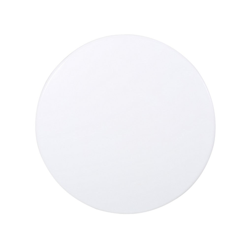 Nian Outdoor Side Table, Matte White Iron, Hourglass Shape, 18 Inch -BM335347