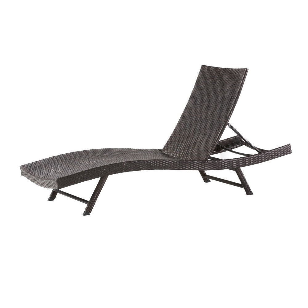 Stela Outdoor Chaise Lounger, Dark Brown Rattan, Metal Frame, 79 Inch -BM335348