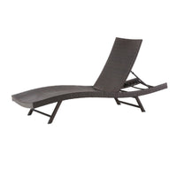 Stela Outdoor Chaise Lounger, Dark Brown Rattan, Metal Frame, 79 Inch -BM335348