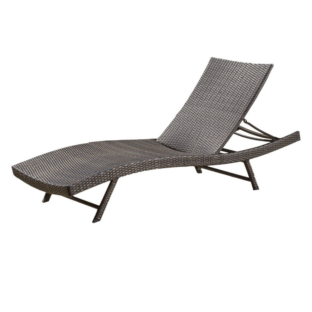 Stela Outdoor Chaise Lounger, Dark Brown Rattan, Metal Frame, 79 Inch -BM335348