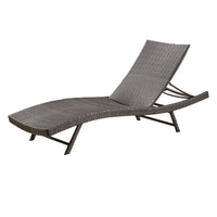 Stela Outdoor Chaise Lounger, Dark Brown Rattan, Metal Frame, 79 Inch -BM335348