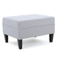 Ottoman, Light Gray Soft Cushioned Fabric, Black Wood Legs, 29 Inch -BM335349