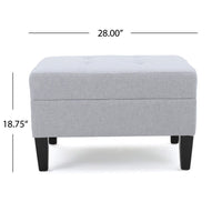 Ottoman, Light Gray Soft Cushioned Fabric, Black Wood Legs, 29 Inch -BM335349