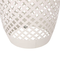 Rosie Outdoor Side Table, White Iron, Lace Cut Drum Structure, 12 Inch -BM335354