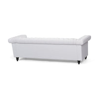 Chis Sofa, Deep Chesterfield Tufted White Faux Leather, 83 Inch -BM335398