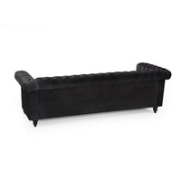 Chis 3 Seater Sofa, Chesterfield Tufted Black Velvet, 83 Inch -BM335399