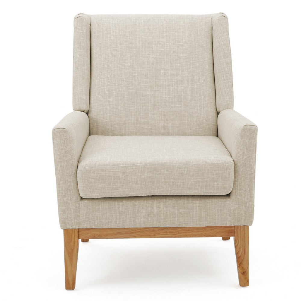 Weli Accent Chair, Beige Fabric Padded Seat, Light Brown Legs -BM335400