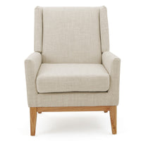 Weli Accent Chair, Beige Fabric Padded Seat, Light Brown Legs -BM335400