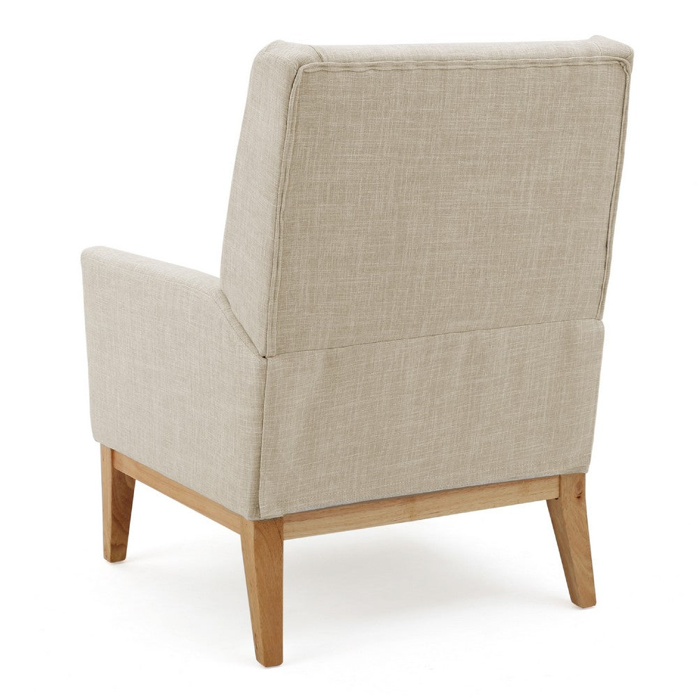 Weli Accent Chair, Beige Fabric Padded Seat, Light Brown Legs -BM335400