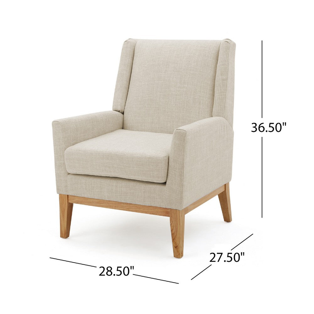 Weli Accent Chair, Beige Fabric Padded Seat, Light Brown Legs -BM335400