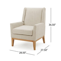 Weli Accent Chair, Beige Fabric Padded Seat, Light Brown Legs -BM335400