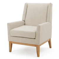 Weli Accent Chair, Beige Fabric Padded Seat, Light Brown Legs -BM335400