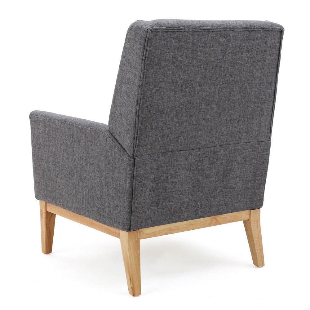 Weli Accent Sofa Chair, Gray Fabric Padded Seat, Light Brown Legs -BM335401
