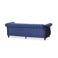Nisy 3 Seater Sofa, Chesterfield Dark Blue Velvet Tufted Back, 85 Inch -BM335407