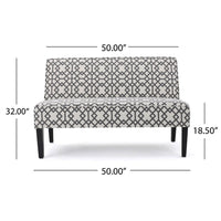 Xen Loveseat, Eclectic Gray and White Pattern Polyester, 50 Inch -BM335411