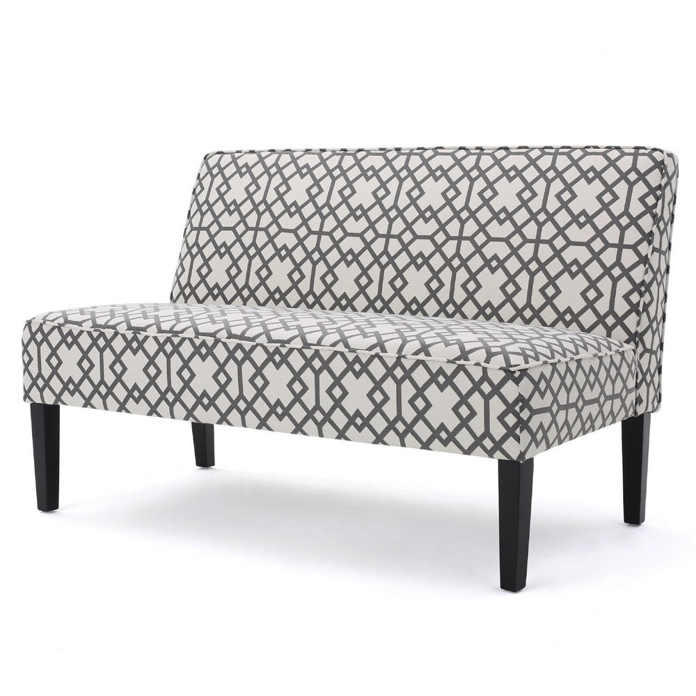 Xen Loveseat, Eclectic Gray and White Pattern Polyester, 50 Inch -BM335411