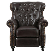 Kir Manual Recliner Chair, Rich Tufted Back Dark Brown Faux Leather -BM335412