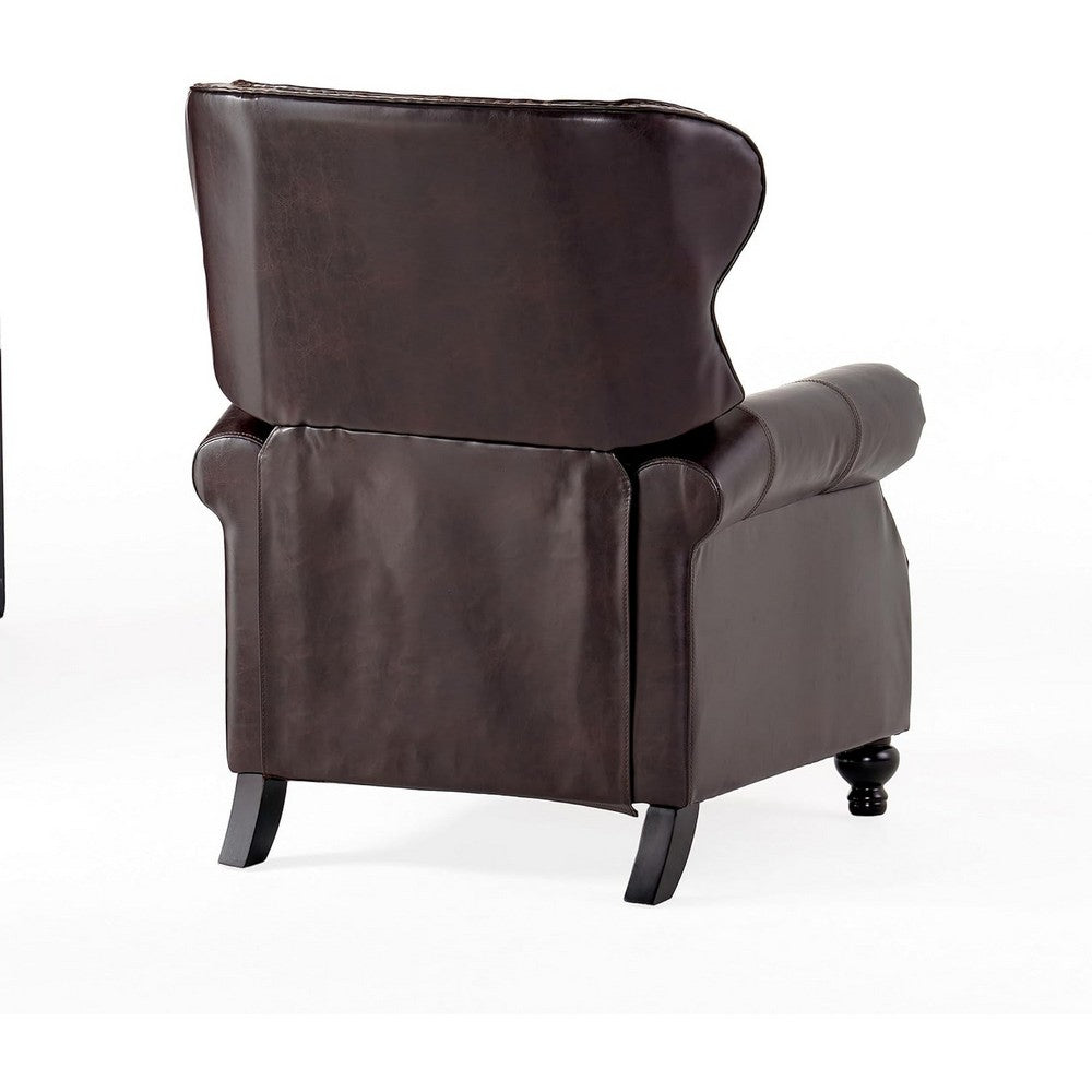 Kir Manual Recliner Chair, Rich Tufted Back Dark Brown Faux Leather -BM335412
