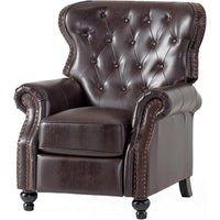 Kir Manual Recliner Chair, Rich Tufted Back Dark Brown Faux Leather -BM335412