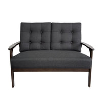 Lex Loveseat, Tufted Back Charcoal Gray Fabric, Walnut Brown, 46 Inch -BM335413