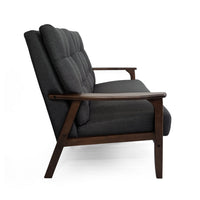 Lex Loveseat, Tufted Back Charcoal Gray Fabric, Walnut Brown, 46 Inch -BM335413