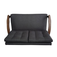 Lex Loveseat, Tufted Back Charcoal Gray Fabric, Walnut Brown, 46 Inch -BM335413