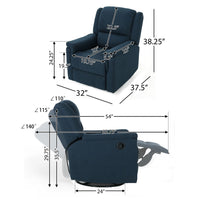 Doi Manual Glider Swivel Recliner Chair, Navy Blue Fabric -BM335414
