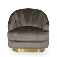 Accent Armchair, Channel Tufted Gray Velvet, Gold Metal Base -BM335428