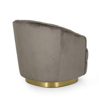 Accent Armchair, Channel Tufted Gray Velvet, Gold Metal Base -BM335428