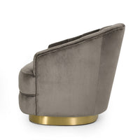 Accent Armchair, Channel Tufted Gray Velvet, Gold Metal Base -BM335428