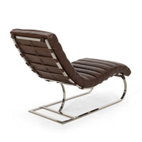 Remma Chaise Lounger, Dark Brown Tufted Faux Leather, Metal 56 Inch -BM335434