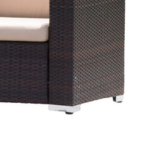 Orene Outdoor Chair Set of 2, Brown Rattan, Tan Waterproof Fabric -BM335444