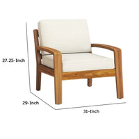 Creta Outdoor Club Chair, Beige Fabric Cushions, Brown Wood Frame -BM335448