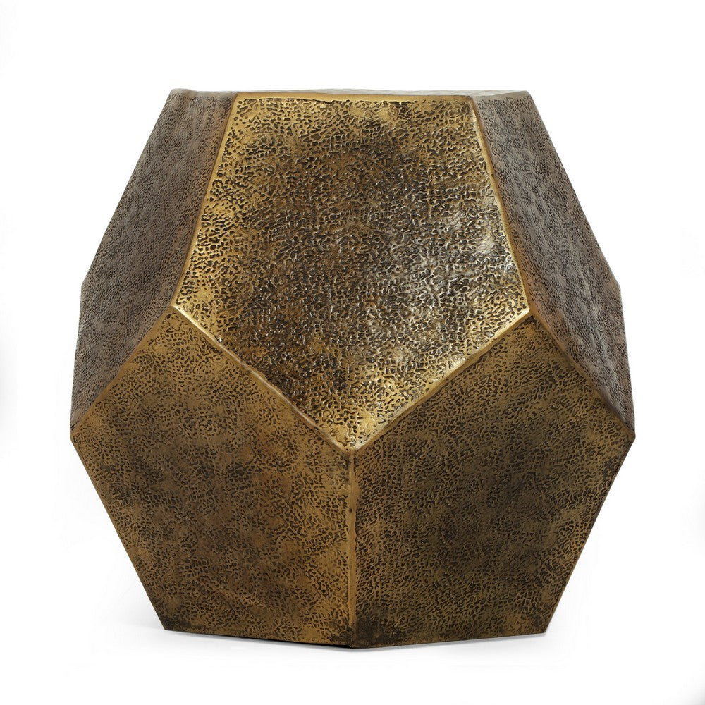 Hexagonal End Table, Gold Aluminium Frame Textured Surface, 20 Inch -BM335456