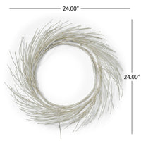 Eko Decorative Wreath, LED Lights, Natural Beige Iron, 24 Inch -BM335458