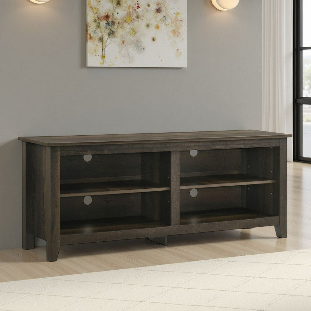 Trove TV Stand Media Cabinet w Open Shelves, Dusty Oak Brown 58 Inch -BM335507