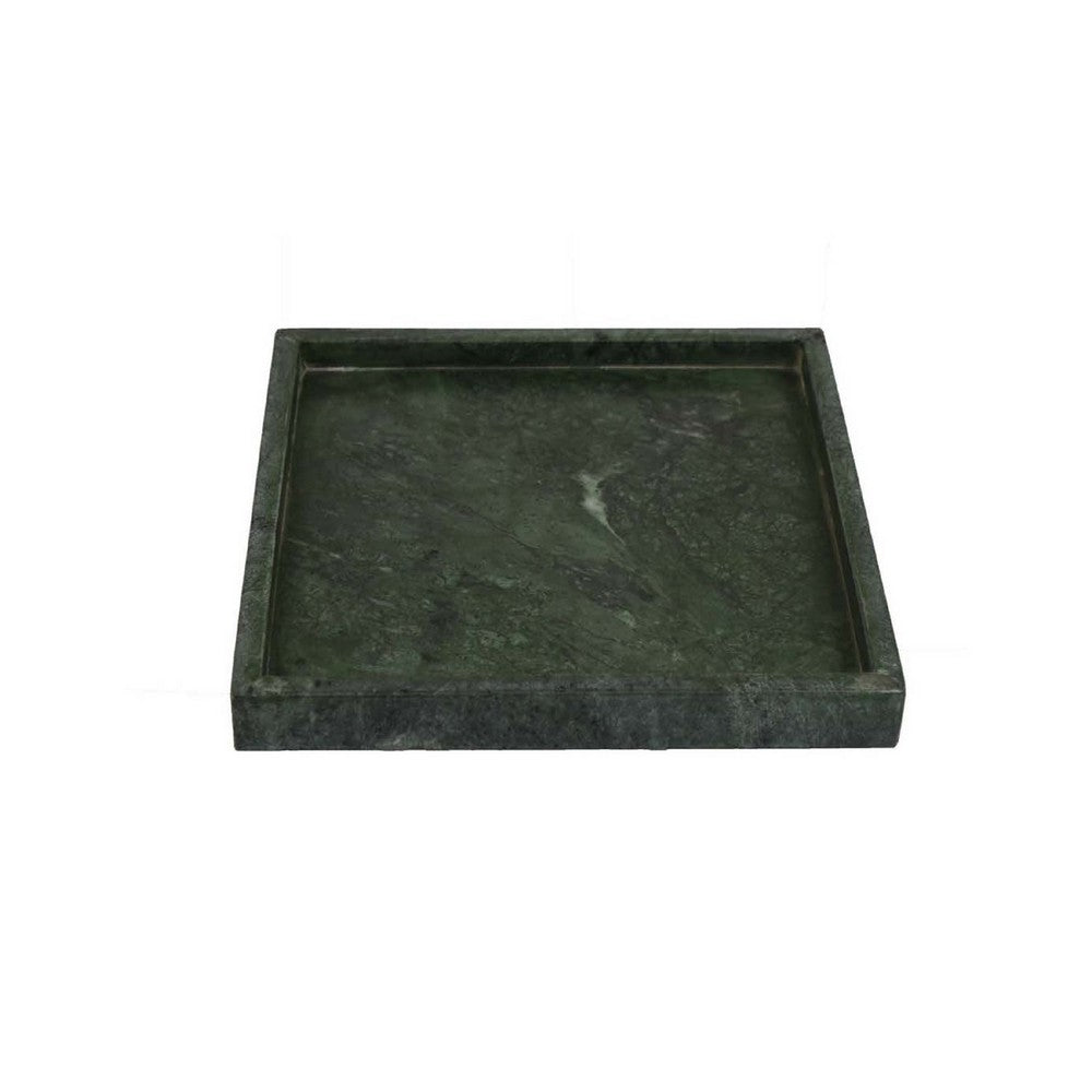 Tro Decorative Accessory Tray, 10 Inch Square Dark Green Marble Veined -BM335601
