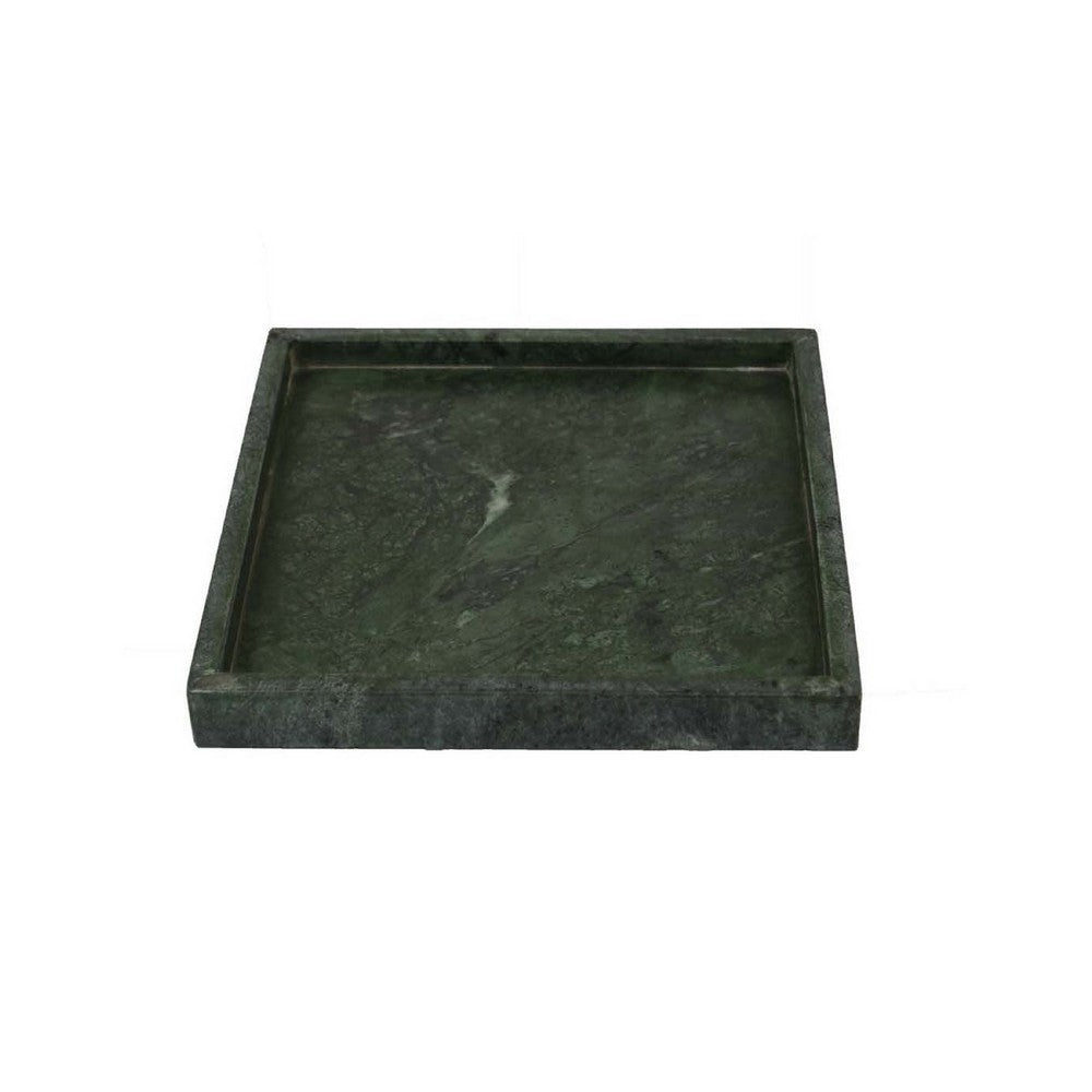 Tro Decorative Accessory Tray, 10 Inch Square Dark Green Marble Veined -BM335601