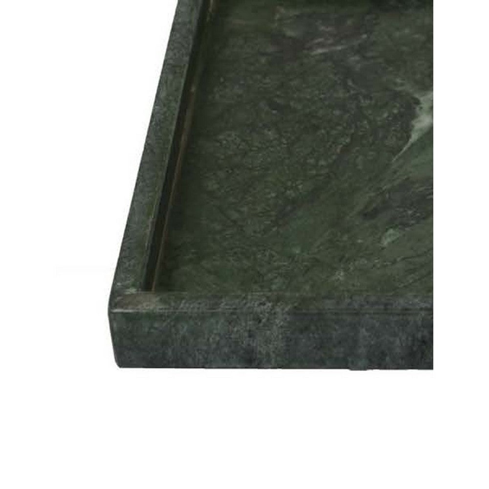 Tro Decorative Accessory Tray, 10 Inch Square Dark Green Marble Veined -BM335601