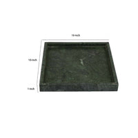 Tro Decorative Accessory Tray, 10 Inch Square Dark Green Marble Veined -BM335601