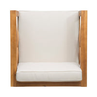 Juna Outdoor Club Chair, Beige Water-Resistant Fabric, Teak Brown Wood -BM335643