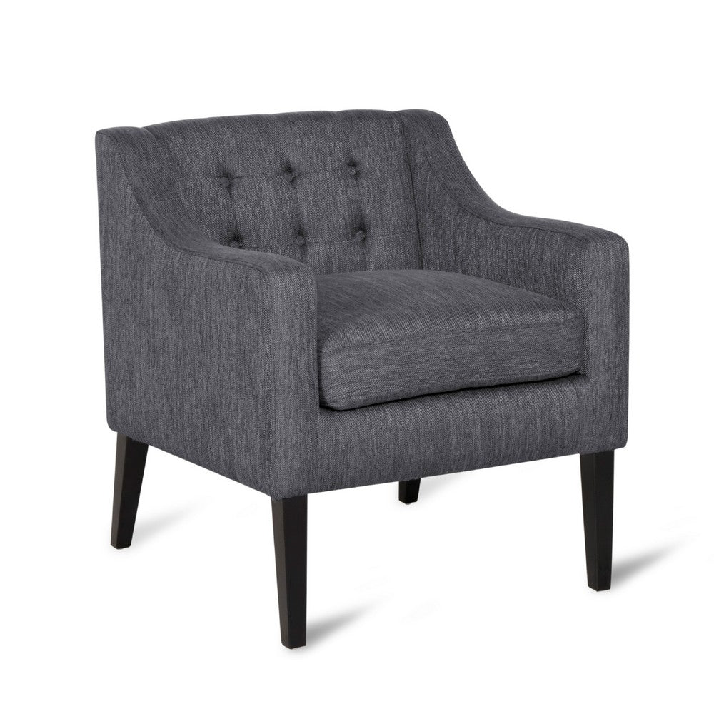 Ish Accent Armchair, Tufted Charcoal Gray Fabric, Black Wood Legs -BM335644