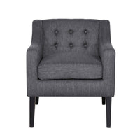 Ish Accent Armchair, Tufted Charcoal Gray Fabric, Black Wood Legs -BM335644