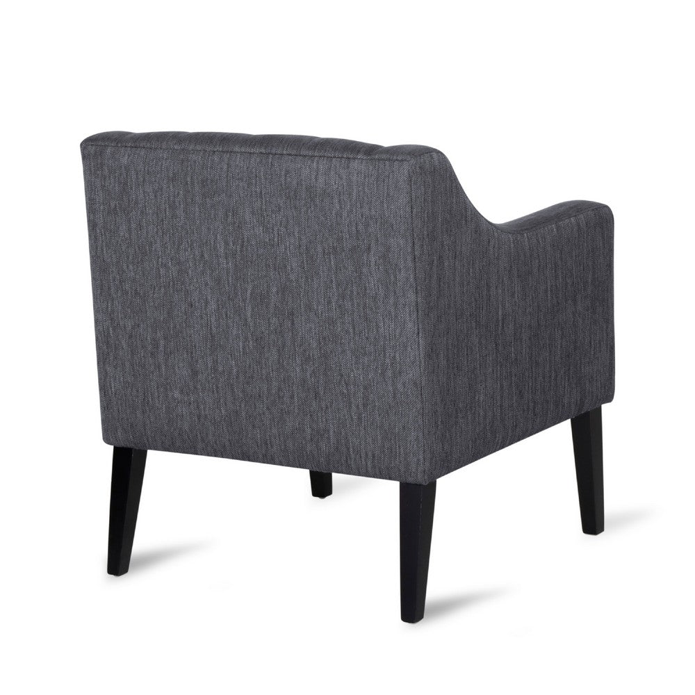 Ish Accent Armchair, Tufted Charcoal Gray Fabric, Black Wood Legs -BM335644