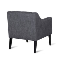Ish Accent Armchair, Tufted Charcoal Gray Fabric, Black Wood Legs -BM335644