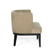 Accent Chair, Tufted Beige Fabric, Soft Cushioned, Black Solid Wood -BM335646